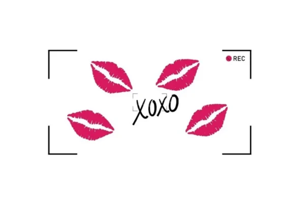 Illustration-of-pink-lipstick-kiss-marks-with-XOXO-text-inside-a-video-recording-frame-1024x635