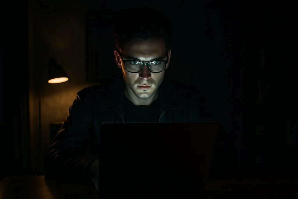 man-texting-in-darkness